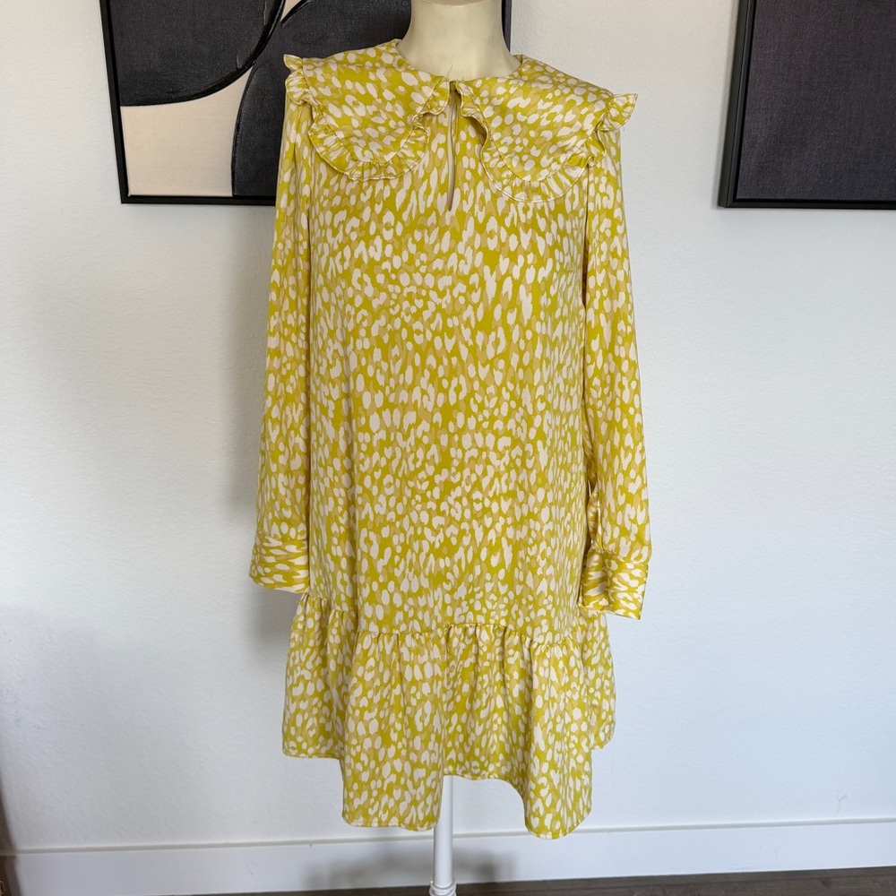 Who What Wear Citrus Leopard Ruffle Midi Dress XS